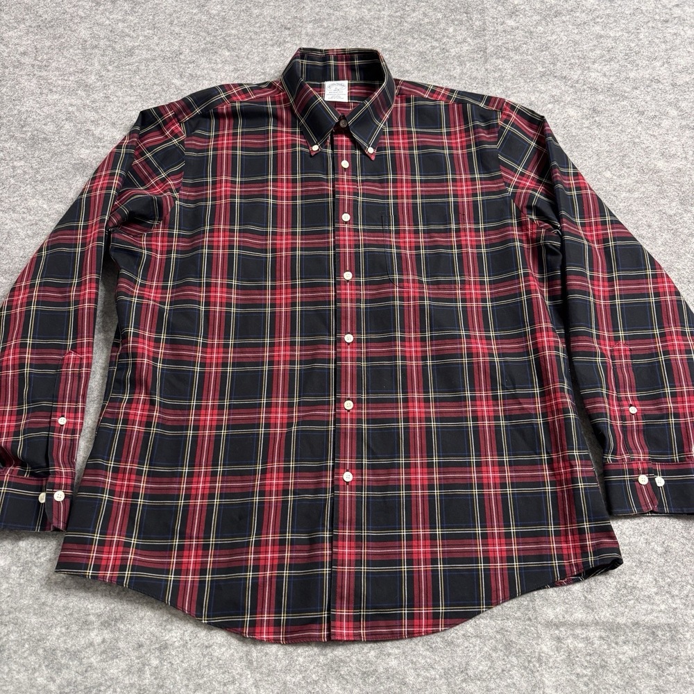 Brooks Brothers Shirt‎ Mens XL Red Plaid Regent Fit Button Down Preppy Old Money